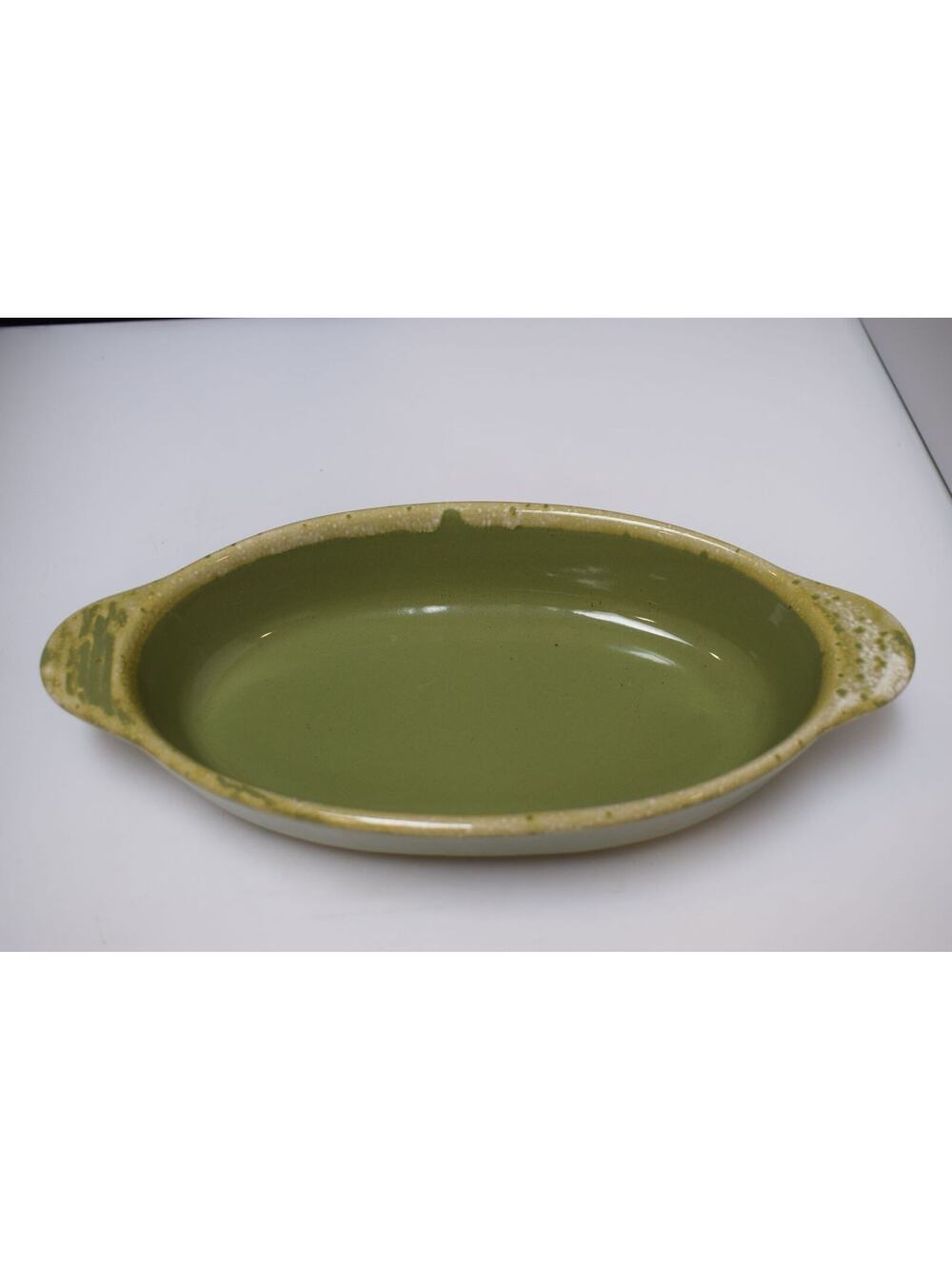 Hull‎ Pottery Avocado Drip, Oval Baking Dish Oven Proof ca 1960 USA
